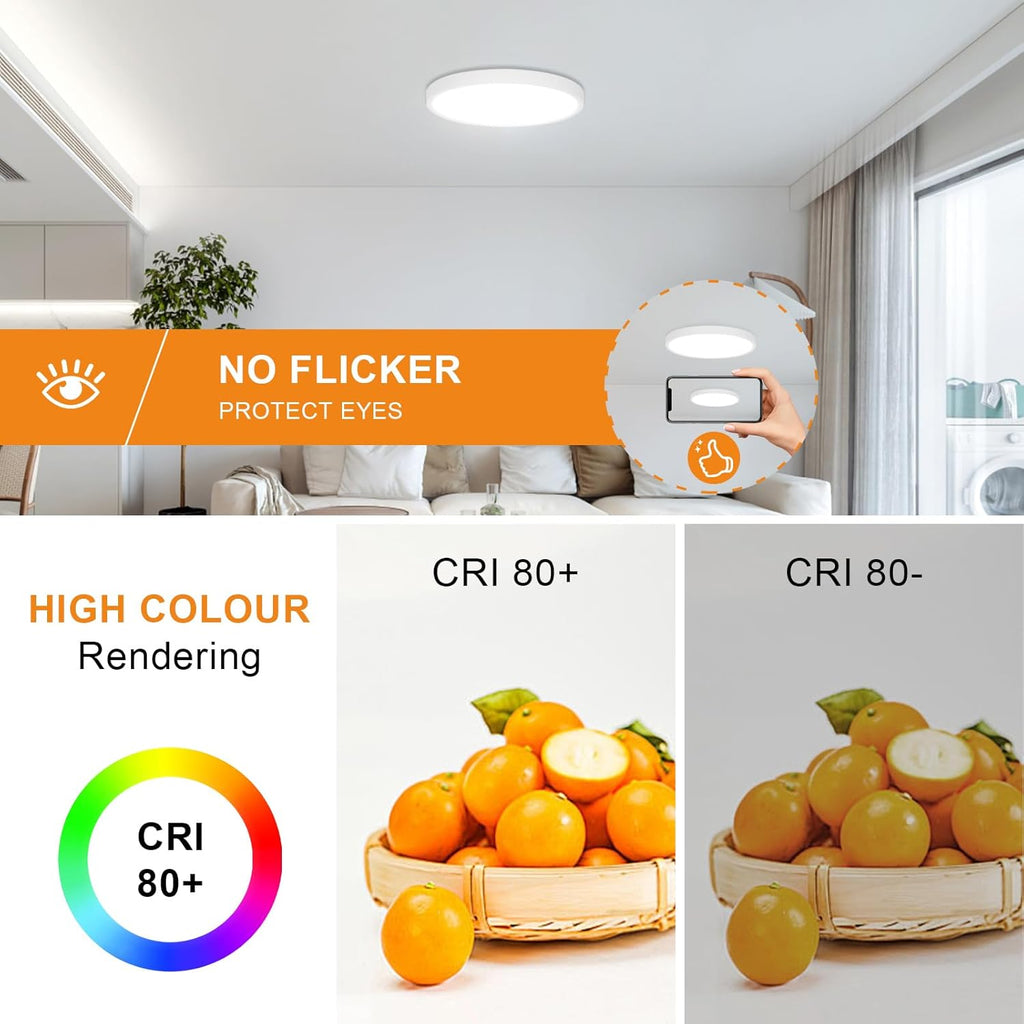 Ceiling Light - White Plastic Frame, Tunable and Dimmable