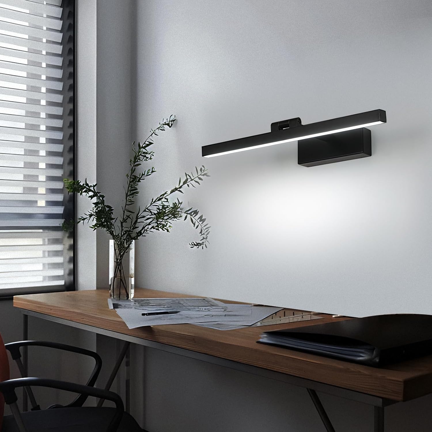 Wall Light - Black Metal Frame, White Light