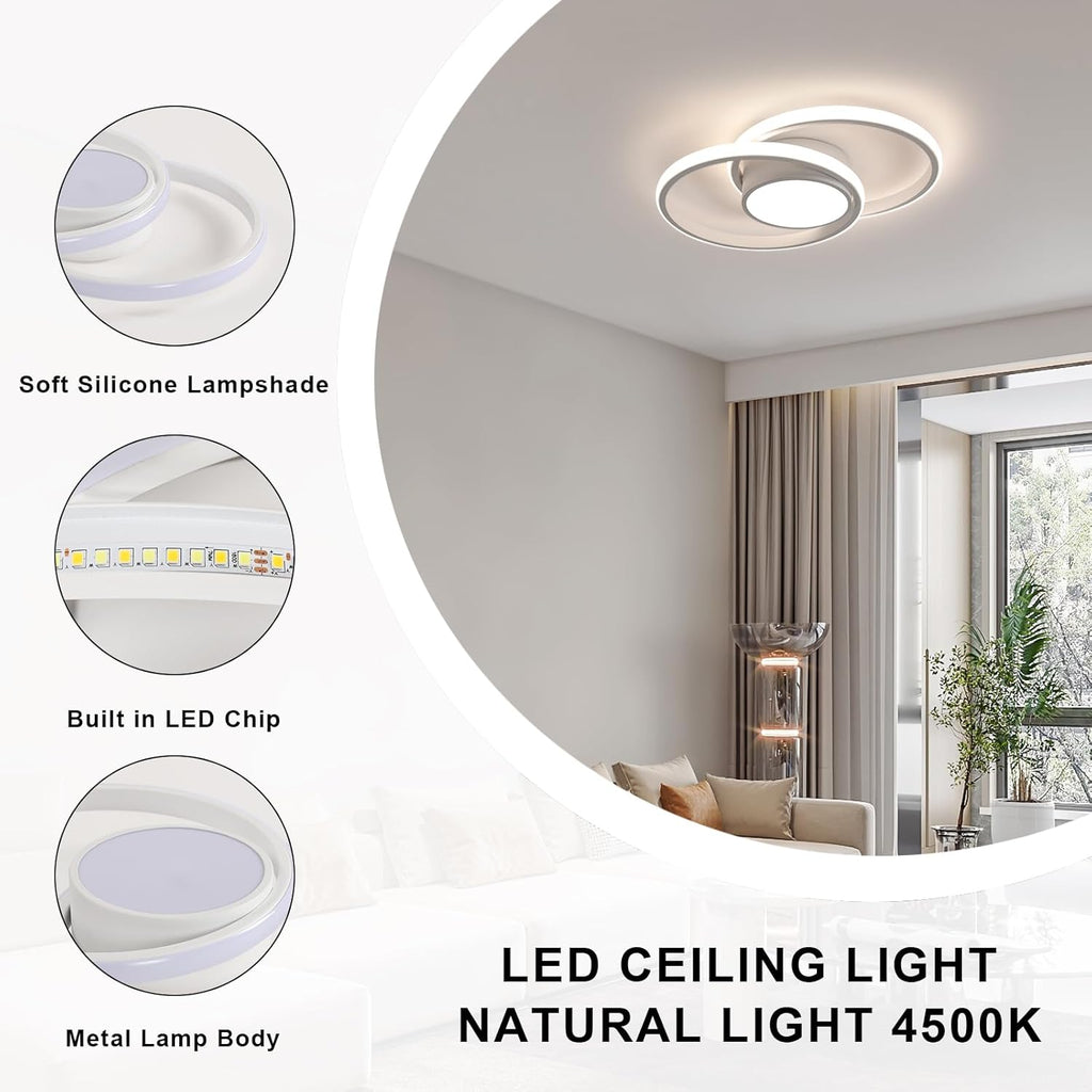 Ceiling Light - White Metal Frame, Natural Light