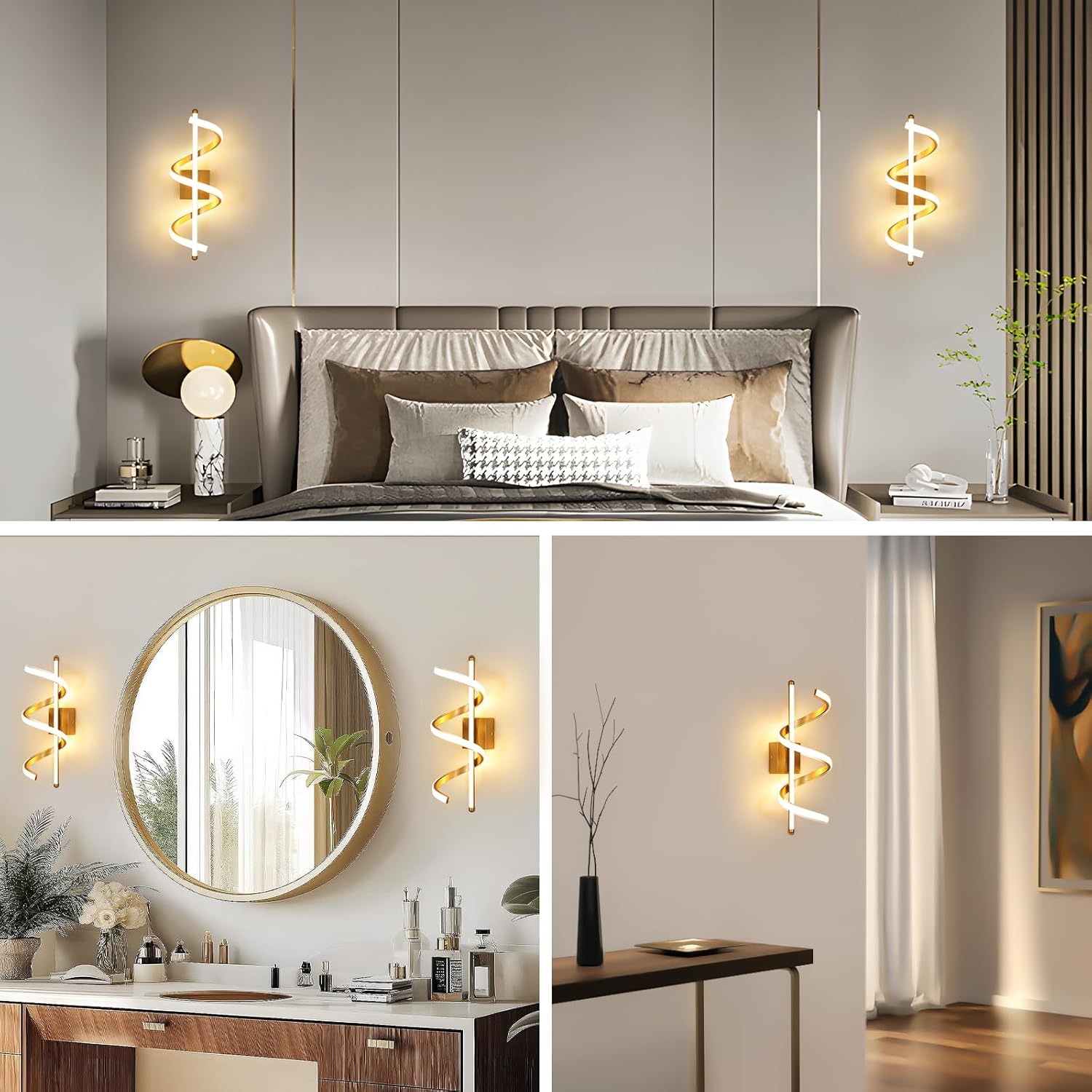 Wall Light - Gold Aluminium Frame, Warm Light