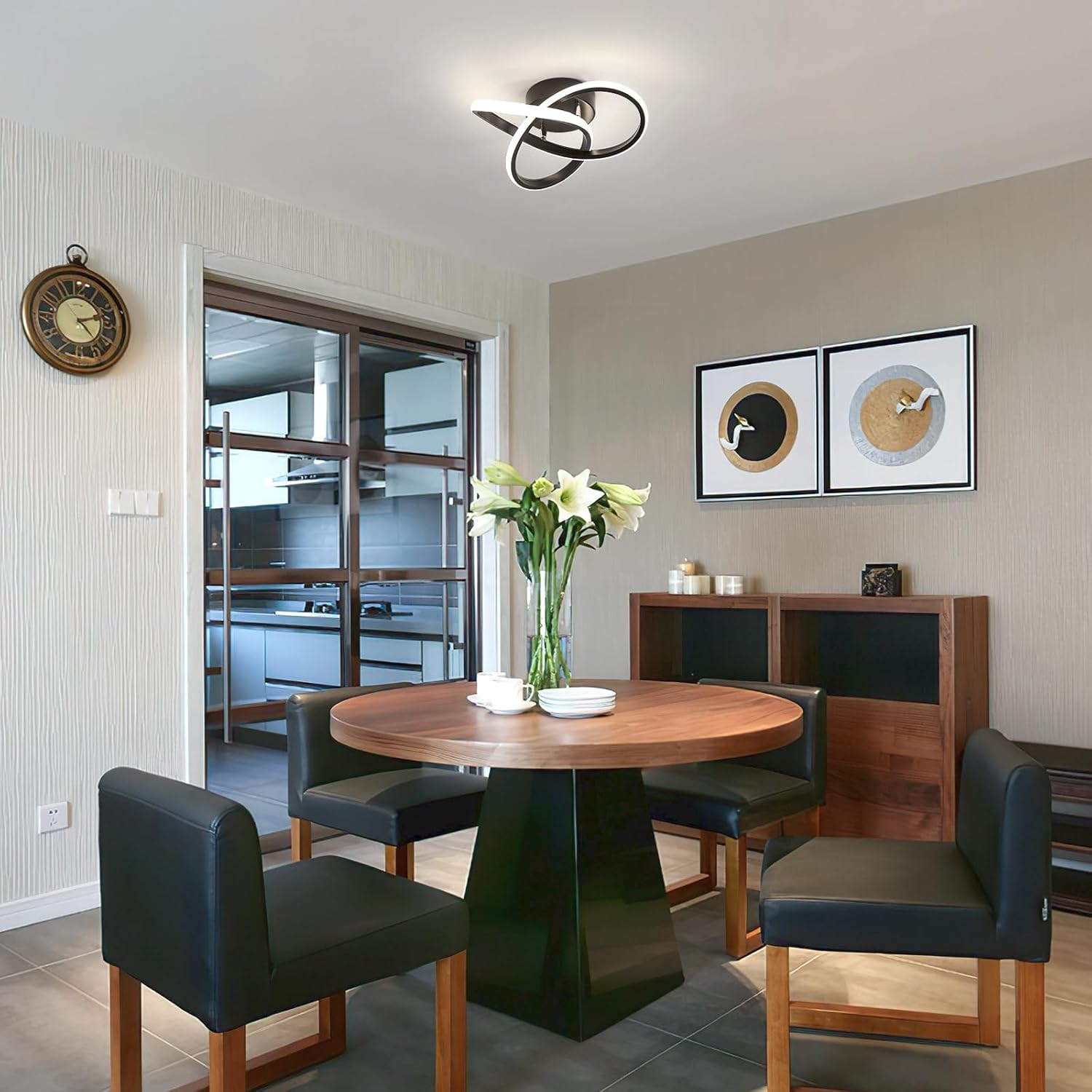 Ceiling Light - Black Aluminium Frame, Natural Light
