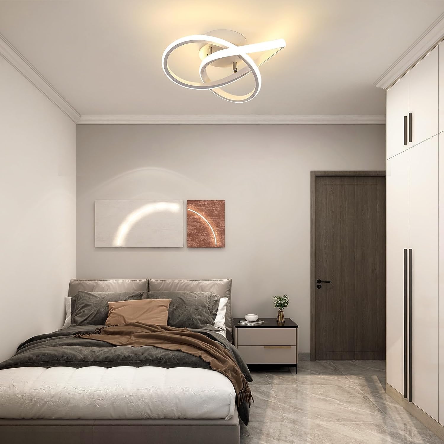 Ceiling Light - White Aluminium Frame, Warm Light