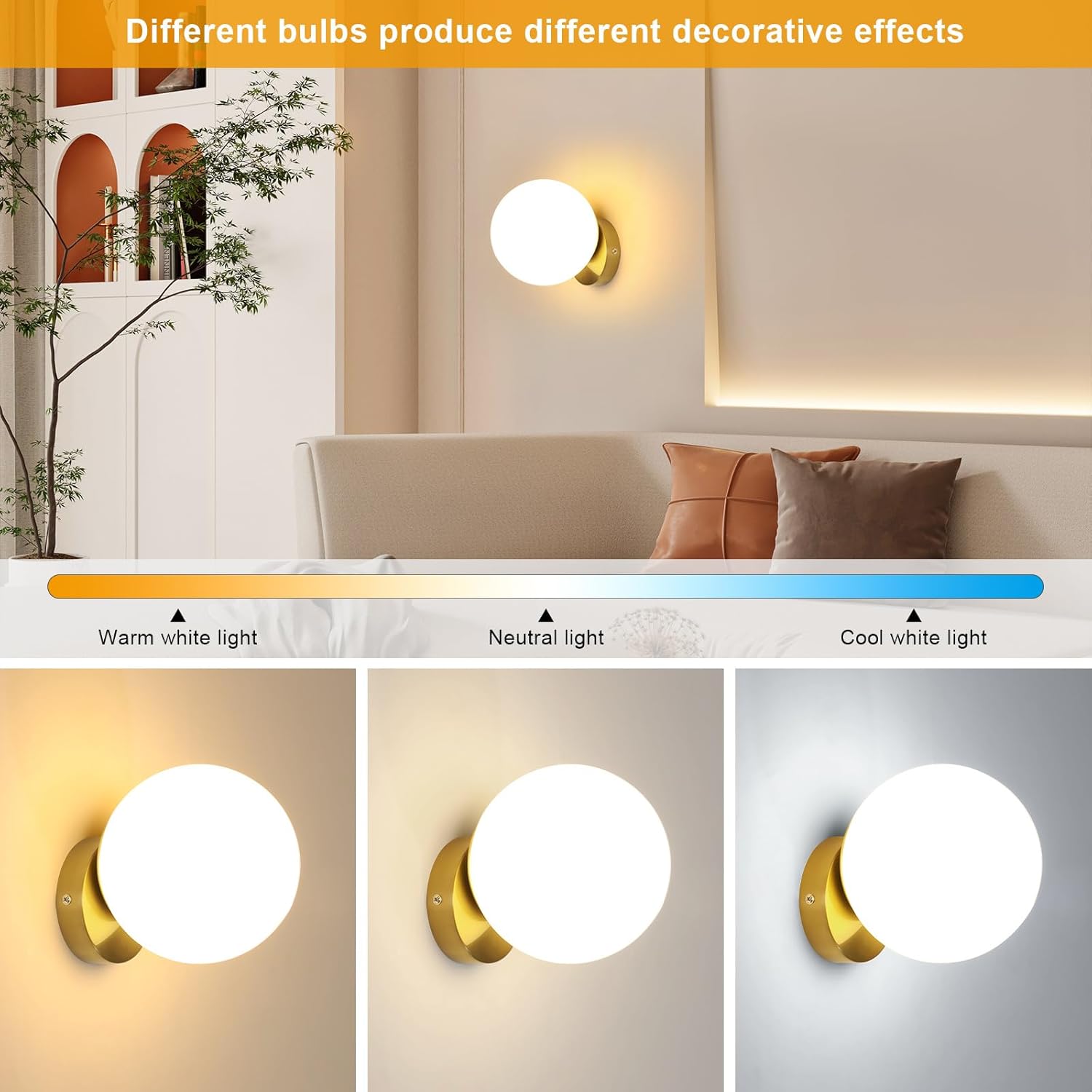 Wandleuchte – Gestell aus Bronze-Gold-Metall