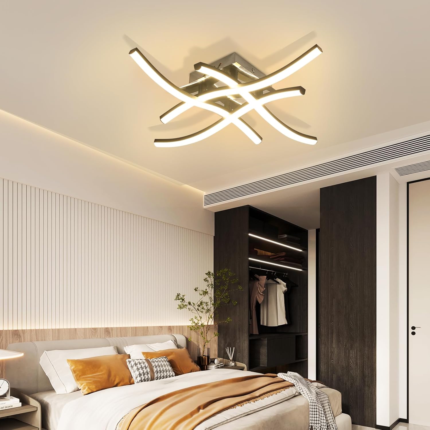 Ceiling Light - Black Aluminium Frame, Warm Light