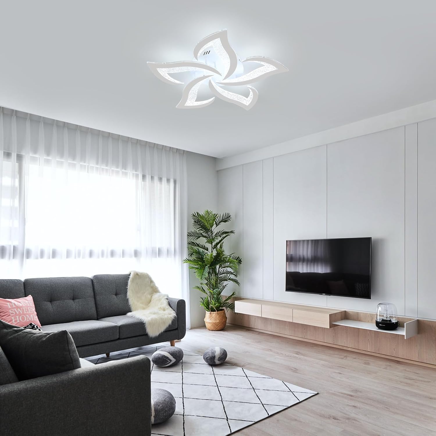 Deckenleuchte - Rahmen aus weißem Acryl, weißes Licht