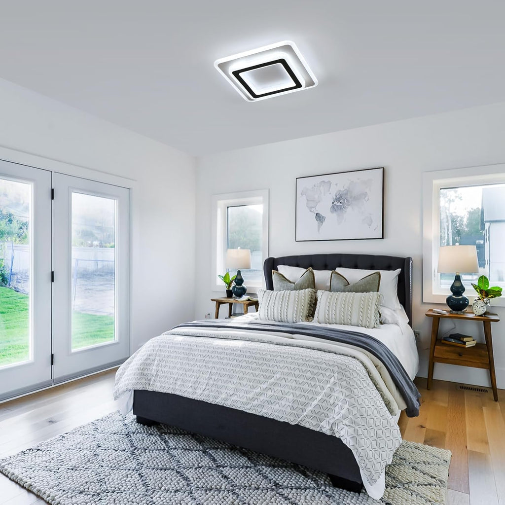 Ceiling Light - Black & White Acrylic Frame, White Light