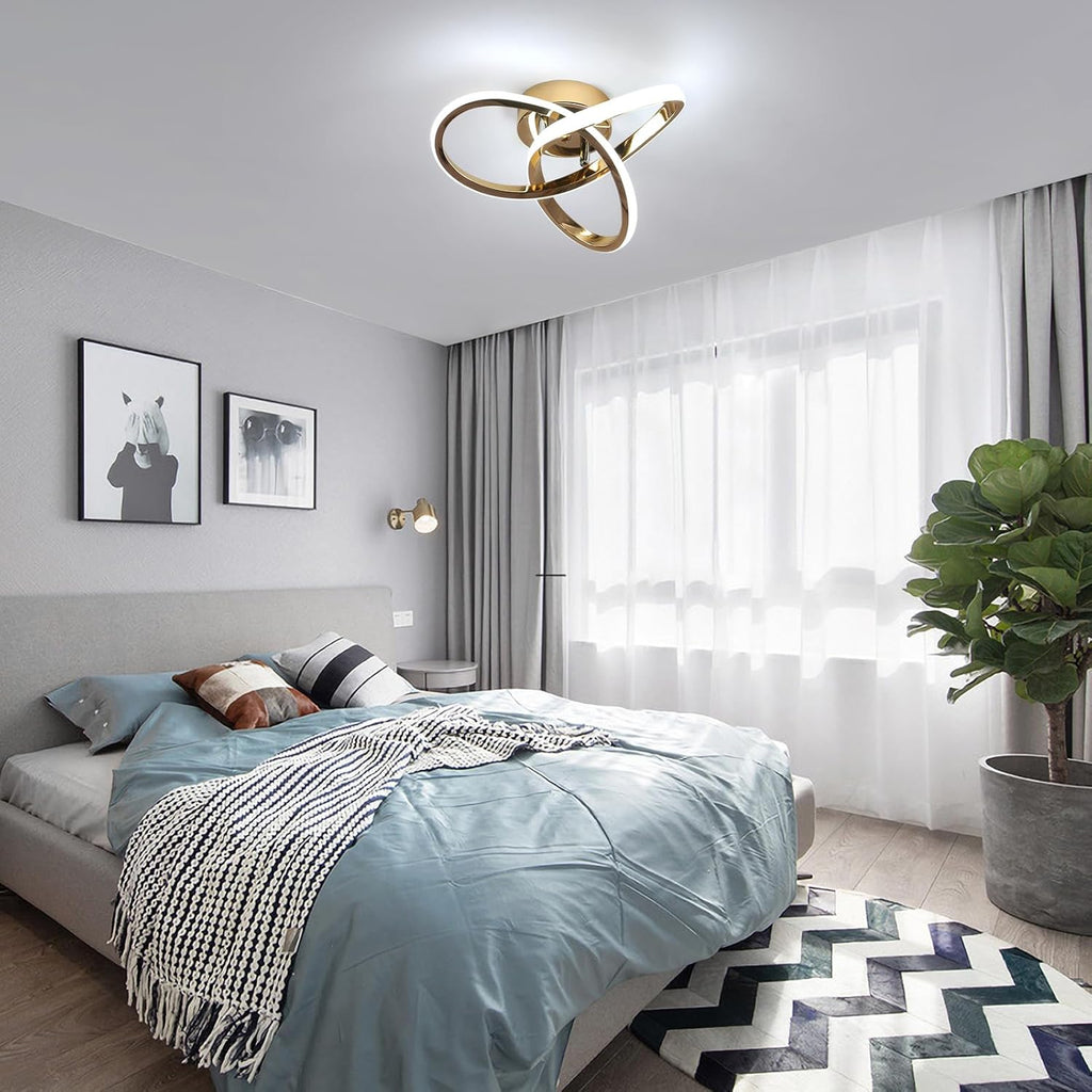 Ceiling Light - Gold Aluminium Frame, White Light
