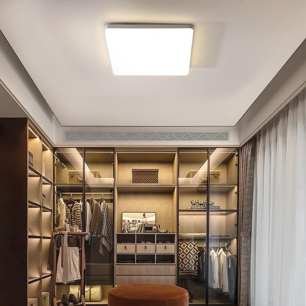 Ceiling Light - White Plastic Frame, Natural Light