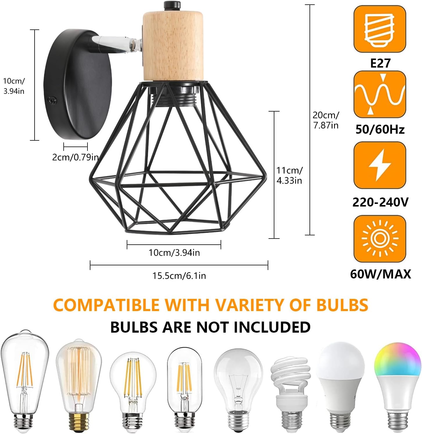 Wall Light - White Metal Frame
