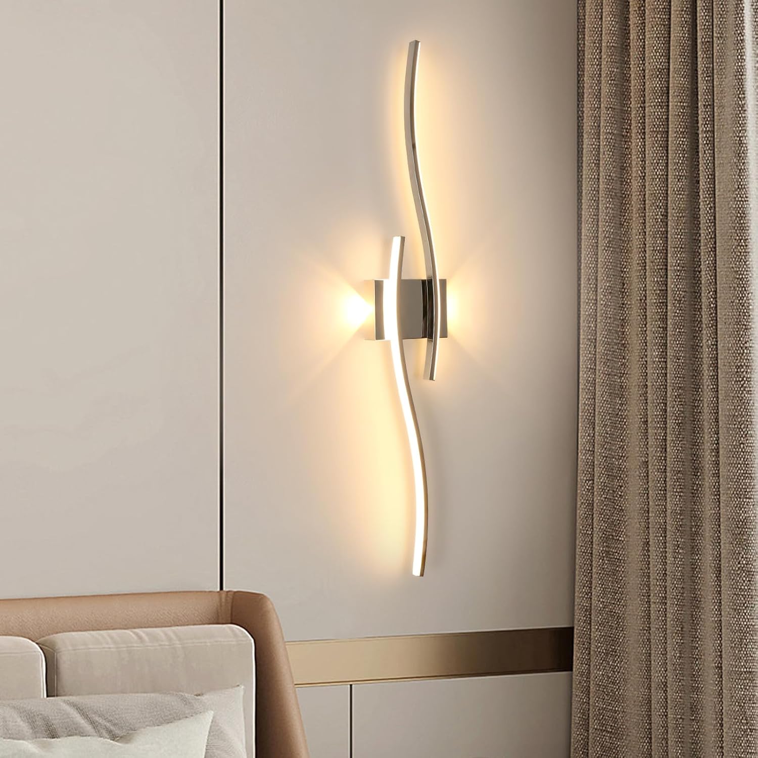 Wall Light - Chrome Aluminium Frame, Warm Light