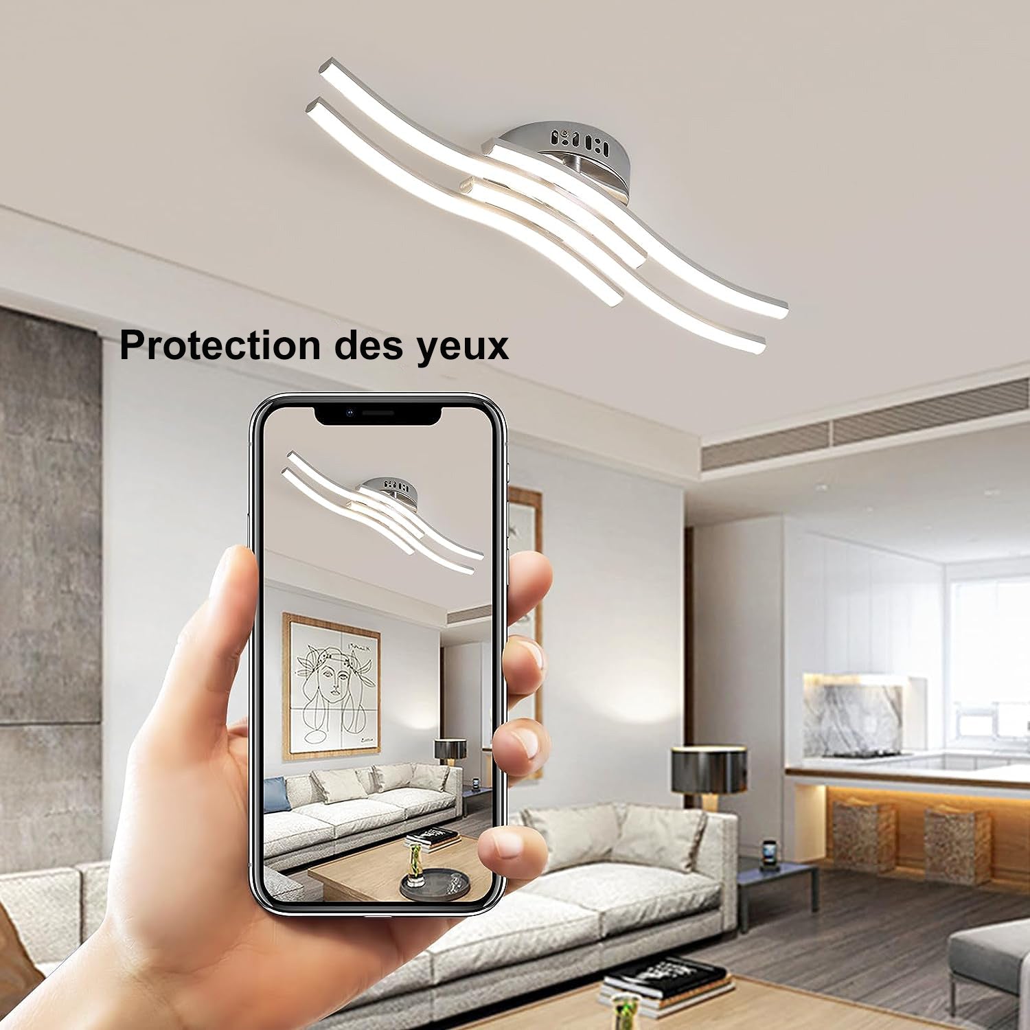 Ceiling Light - Silver Aluminium Frame, Natural Light
