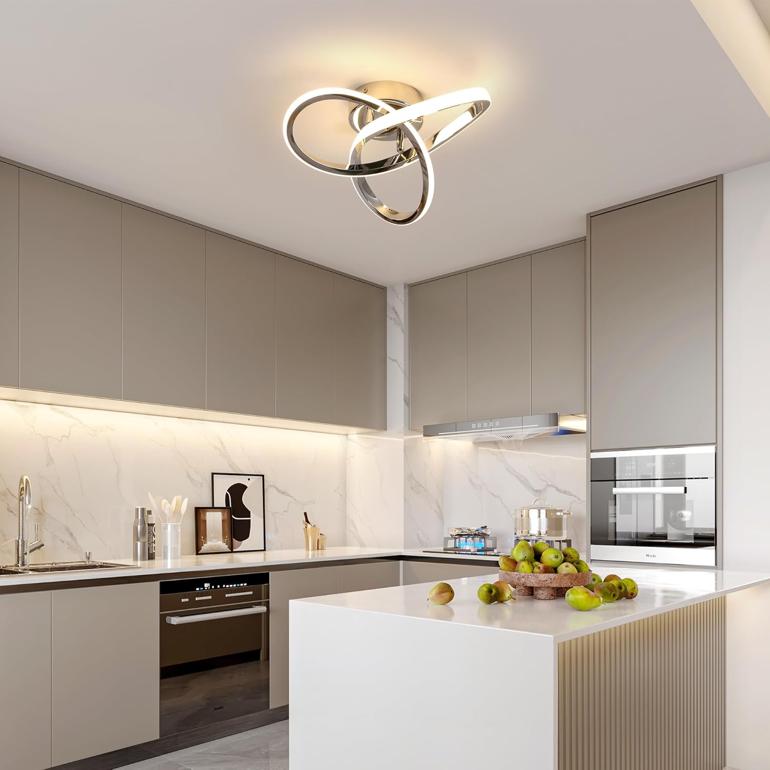 Ceiling Light - Chrome Aluminium Frame, Warm Light