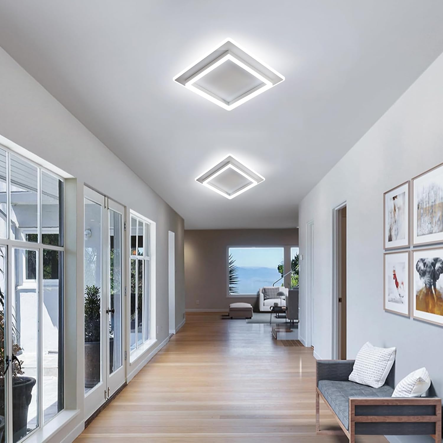 Ceiling Light - White Acrylic Frame, Tunable and Dimmable