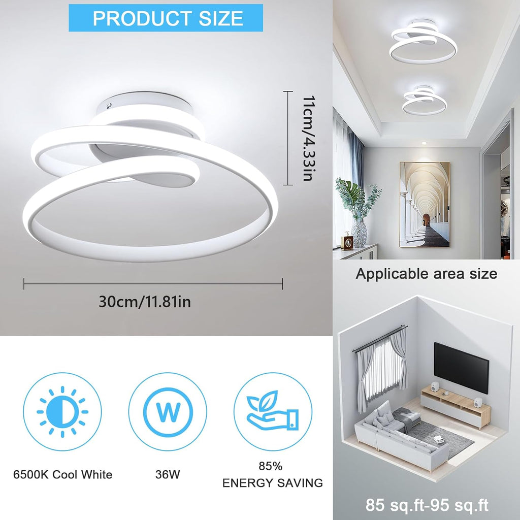 Ceiling Light - White Aluminium Frame, White Light