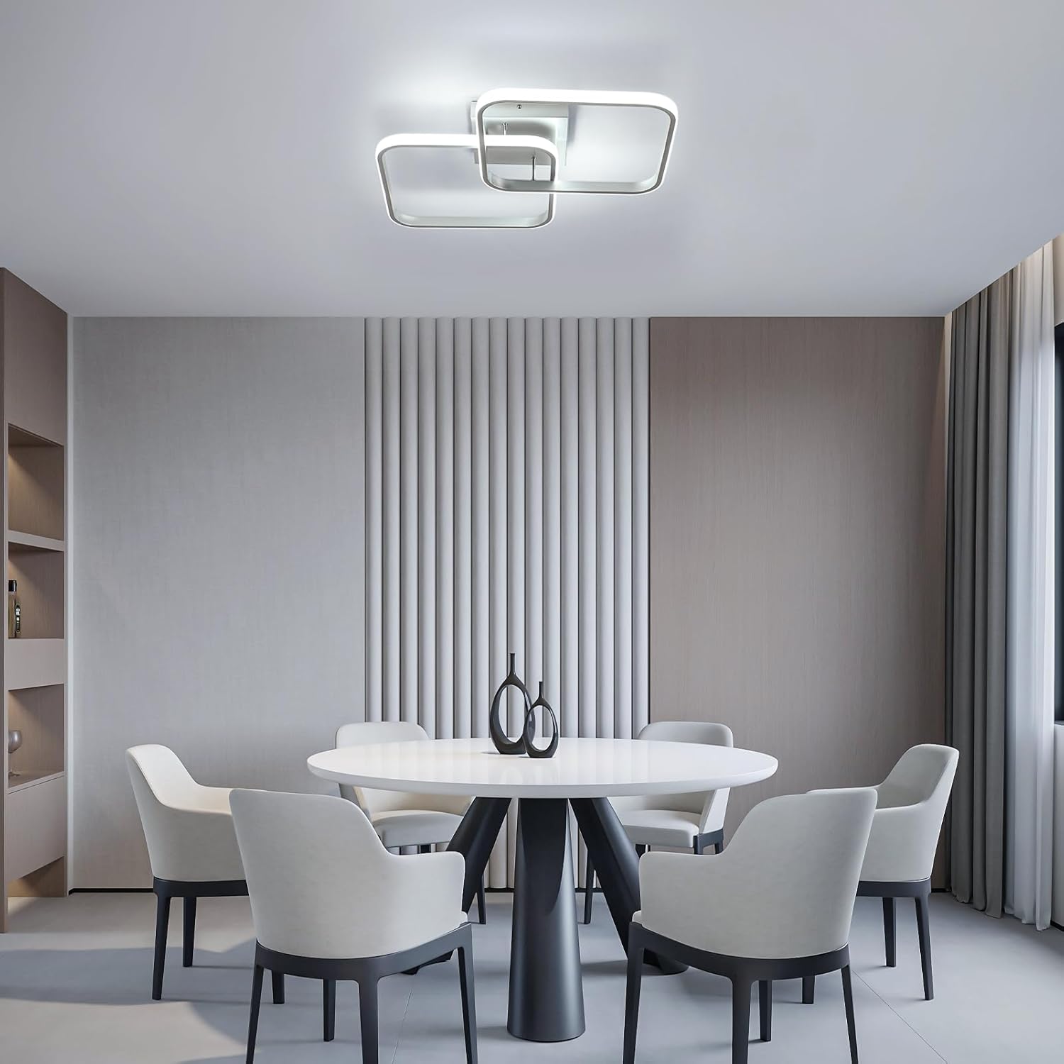 Ceiling Light - Silver Aluminium Frame, White Light
