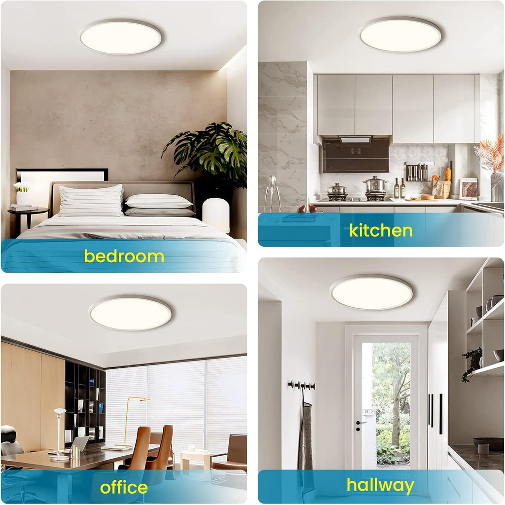 Ceiling Light - White Plastic Frame, Warm Light