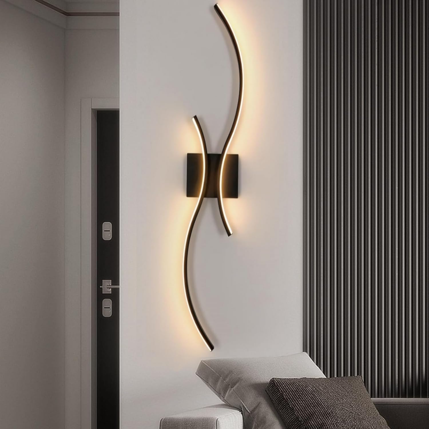 Wall Light - Black Aluminium Frame, Warm Light