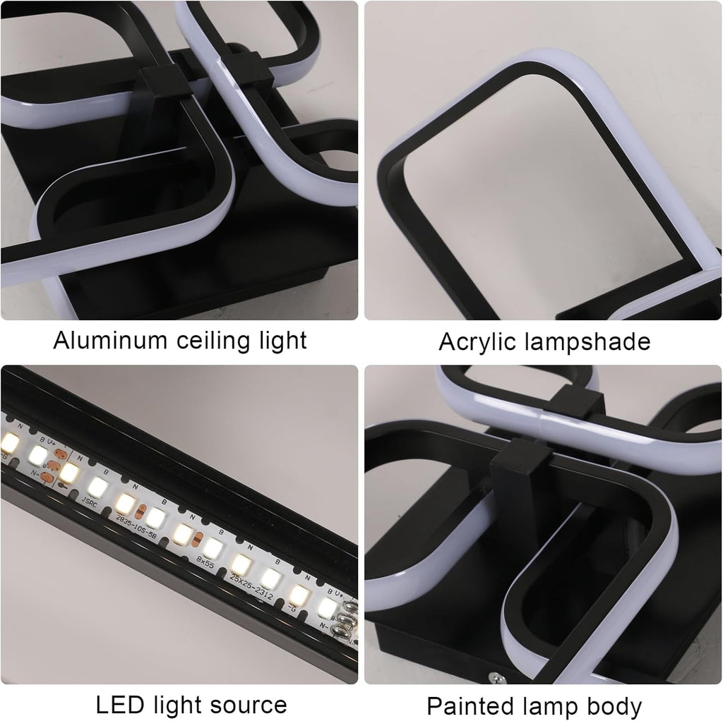 Deckenleuchte – schwarzer Aluminiumrahmen, abstimmbar und dimmbar