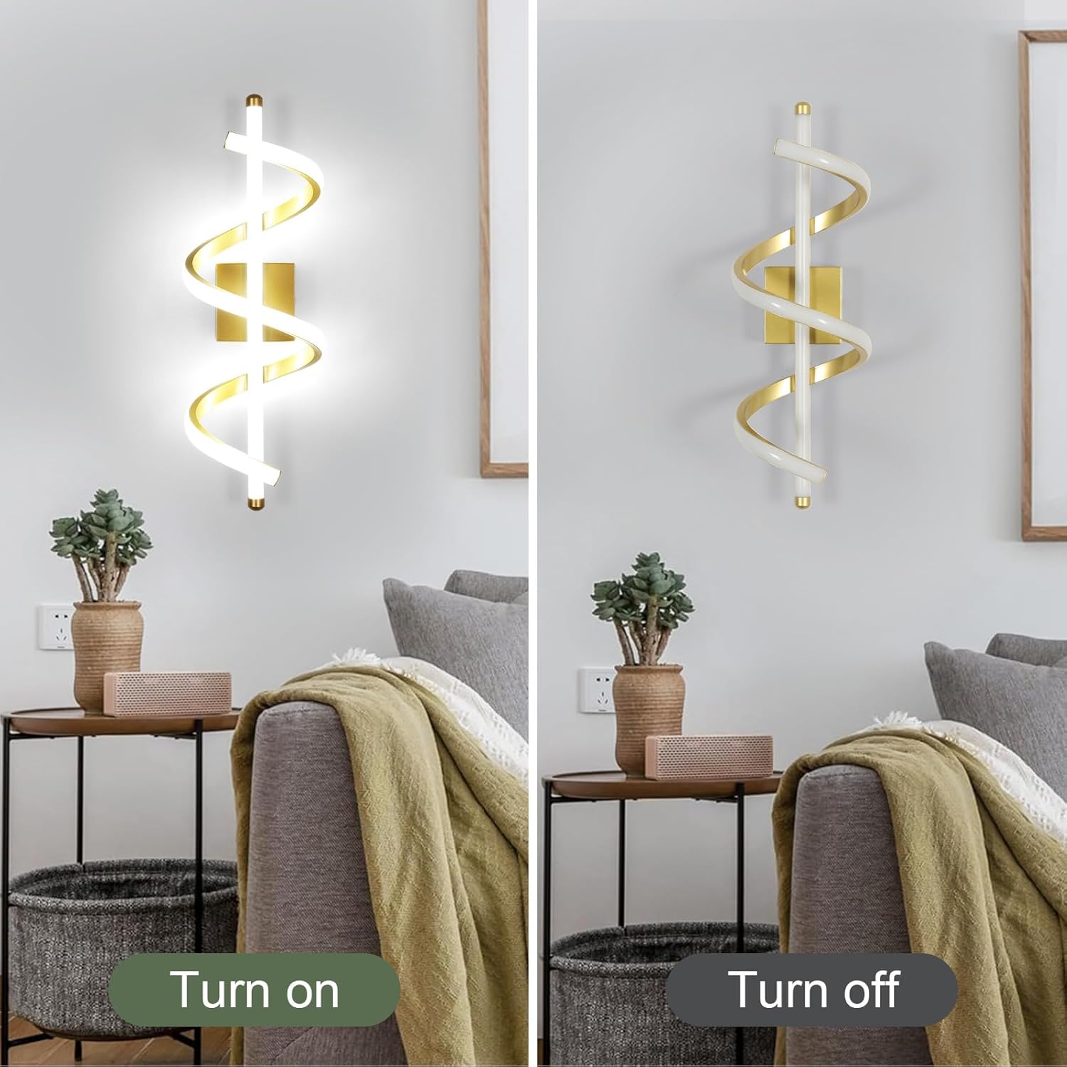 Wall Light - Gold Aluminium Frame, White Light