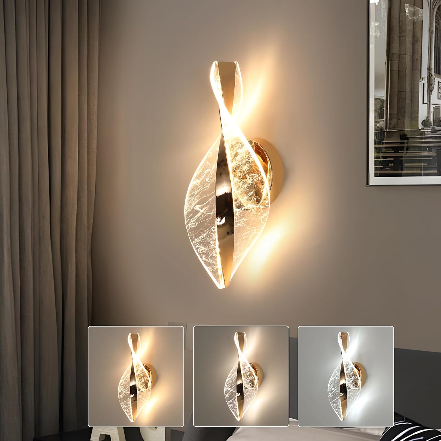Wall Light - Gold Acrylic Frame, Tunable