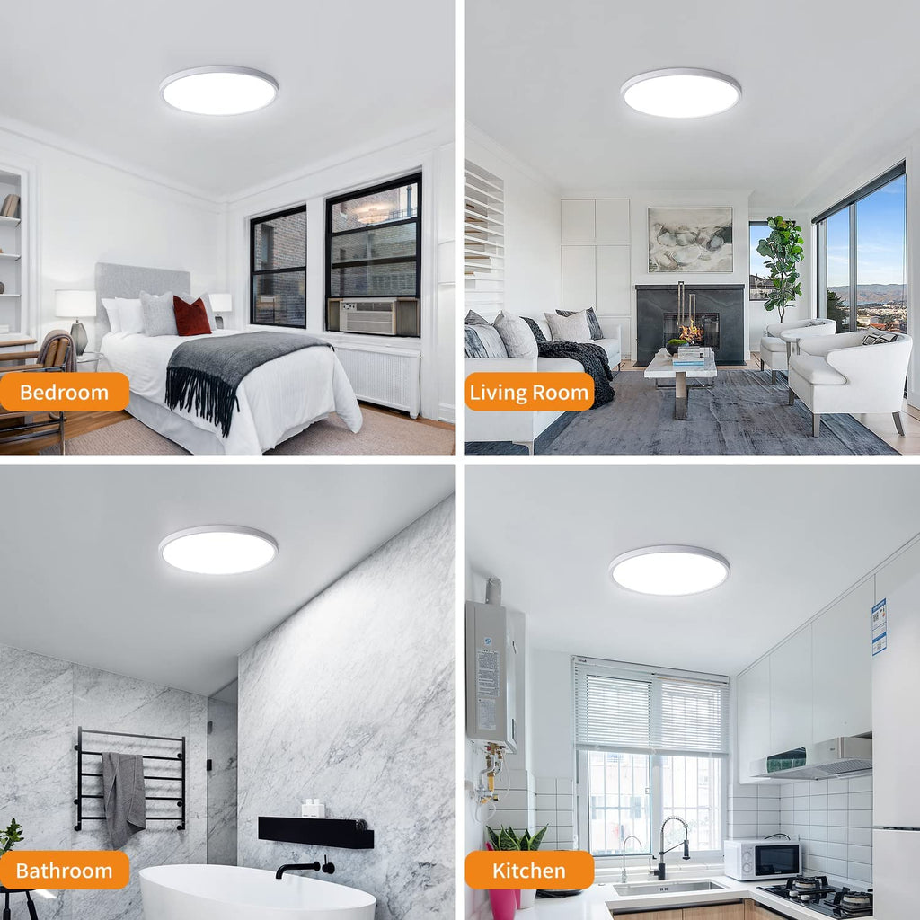 Ceiling Light - White Plastic Frame, White Light