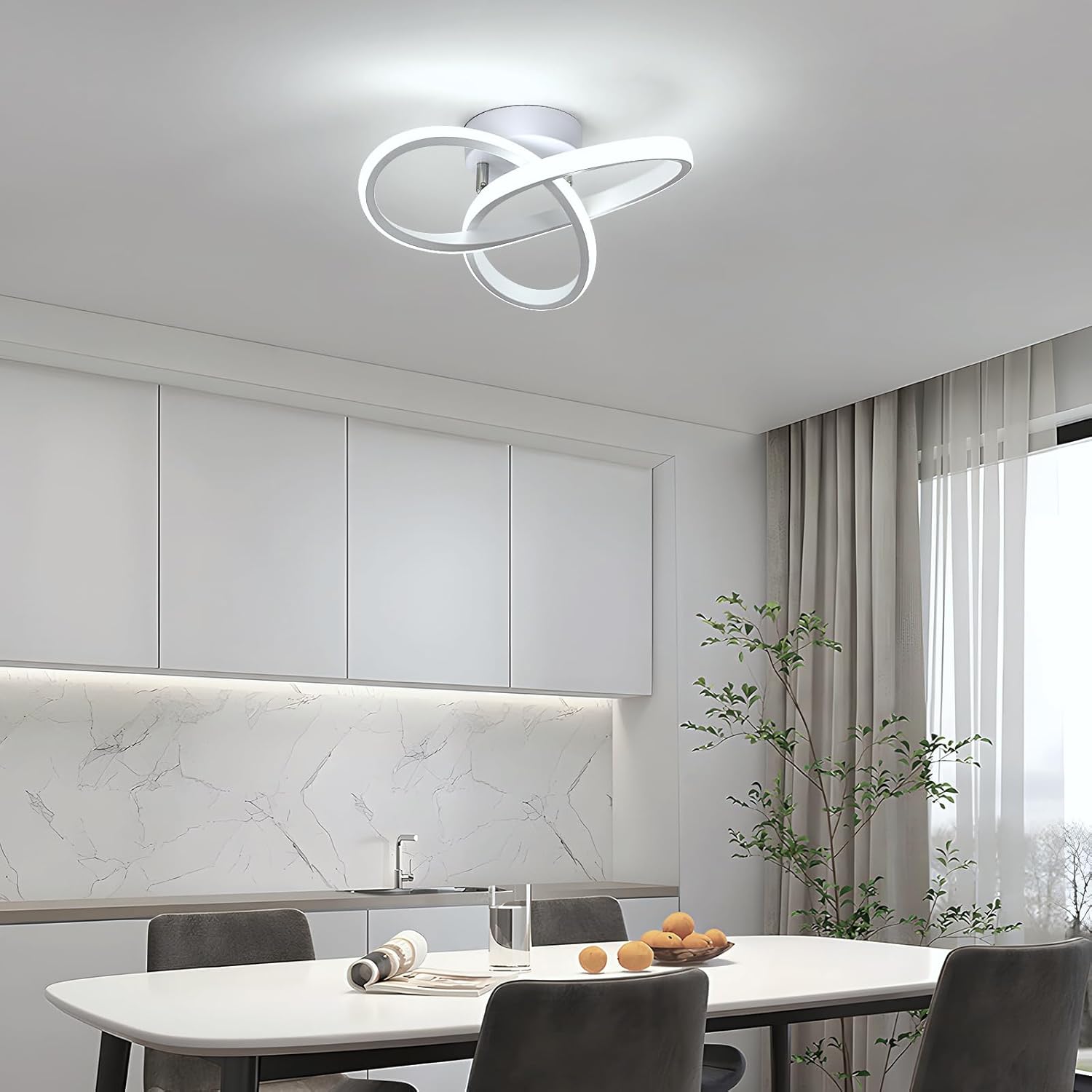 Deckenleuchte - Weißer Aluminiumrahmen, Weißes Licht