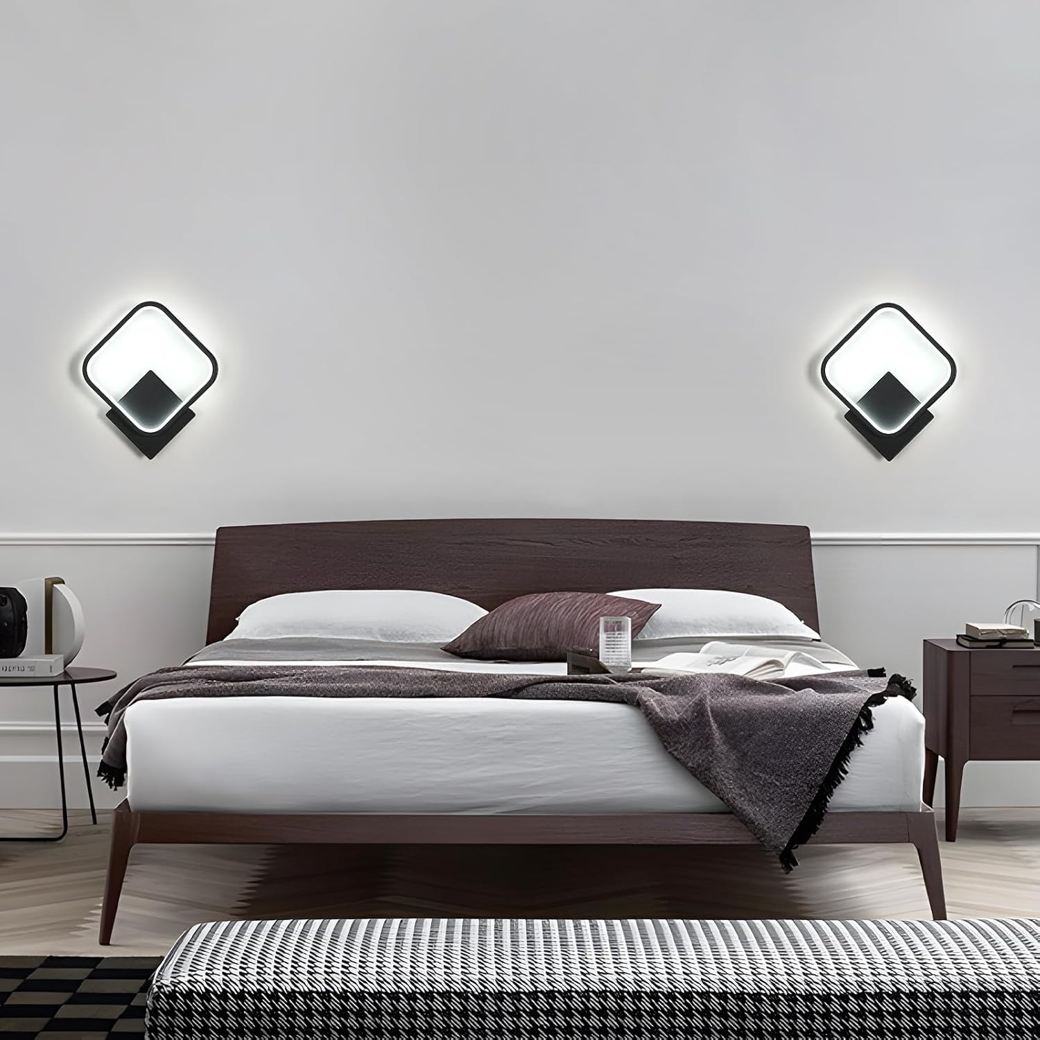 Lampada da parete - Telaio in alluminio nero, luce bianca