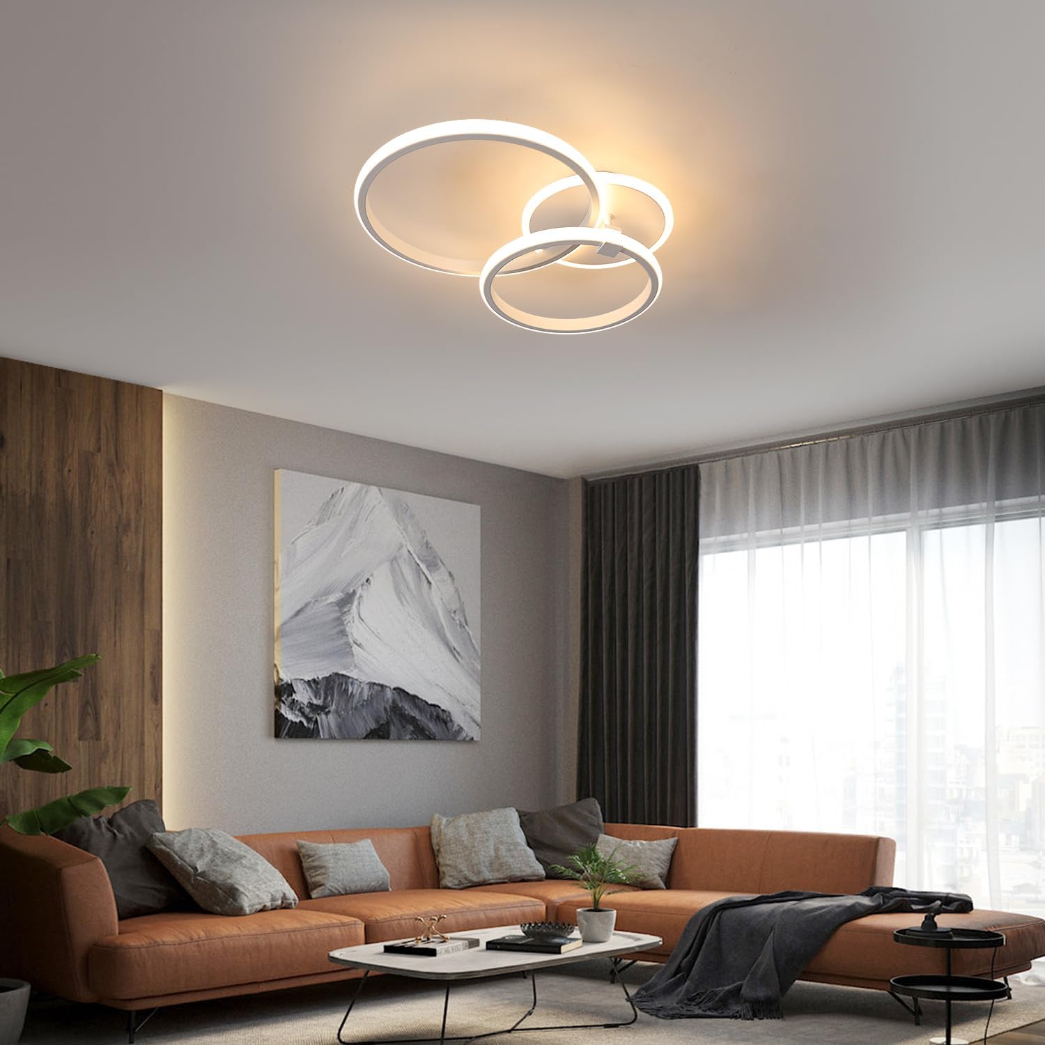 Ceiling Light - White Acrylic Frame, Warm Light