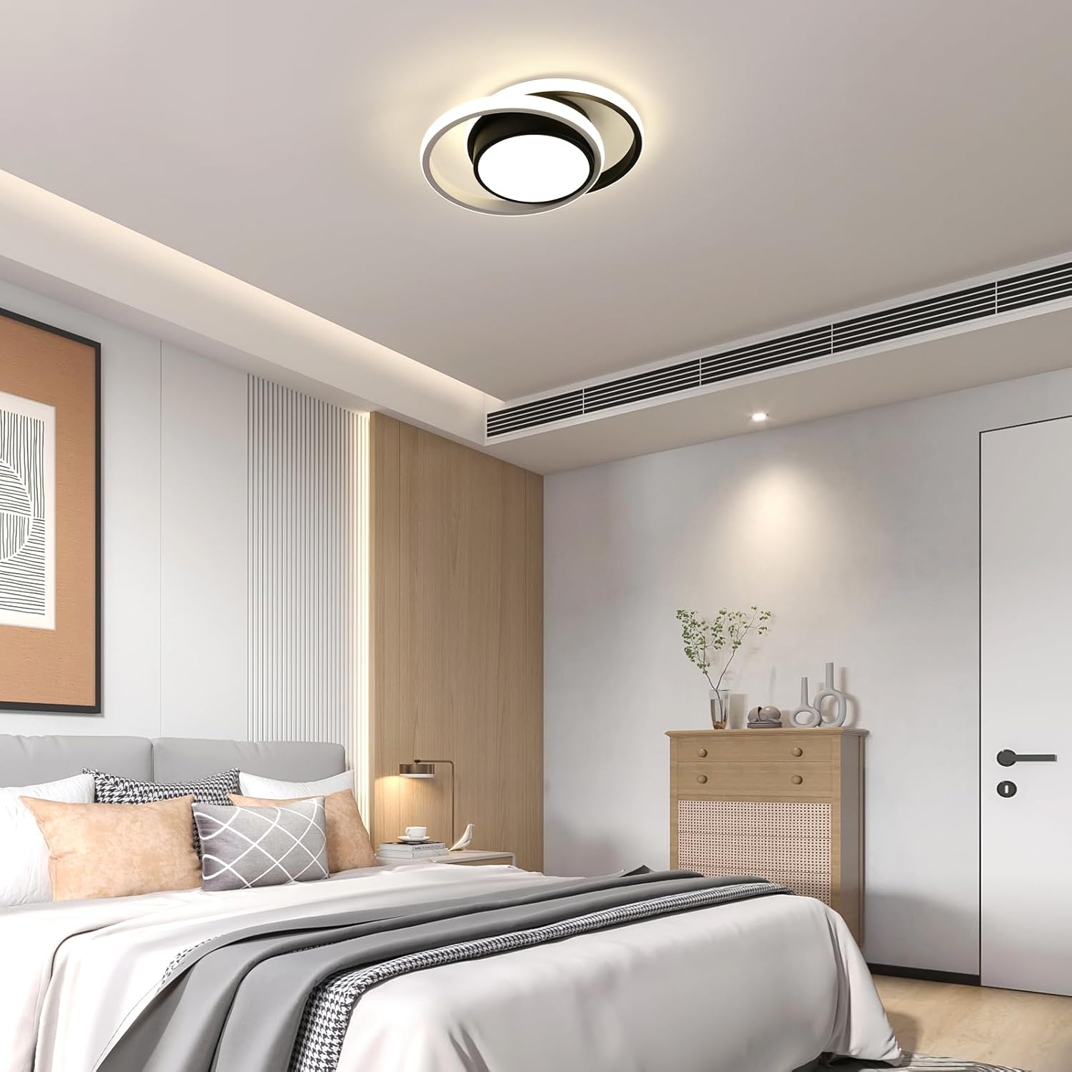 Ceiling Light - Black & White Aluminium Frame, Natural Light