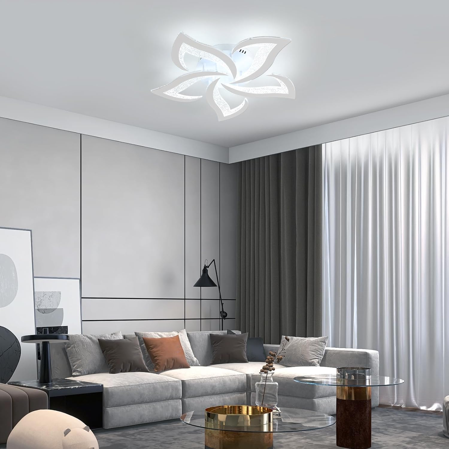 Deckenleuchte - Rahmen aus weißem Acryl, weißes Licht