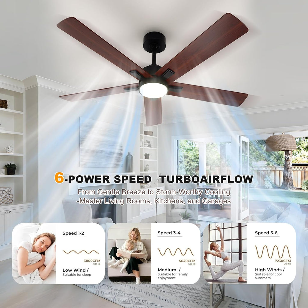 Ceiling Light - Black Wood Frame, Tunable and Dimmable