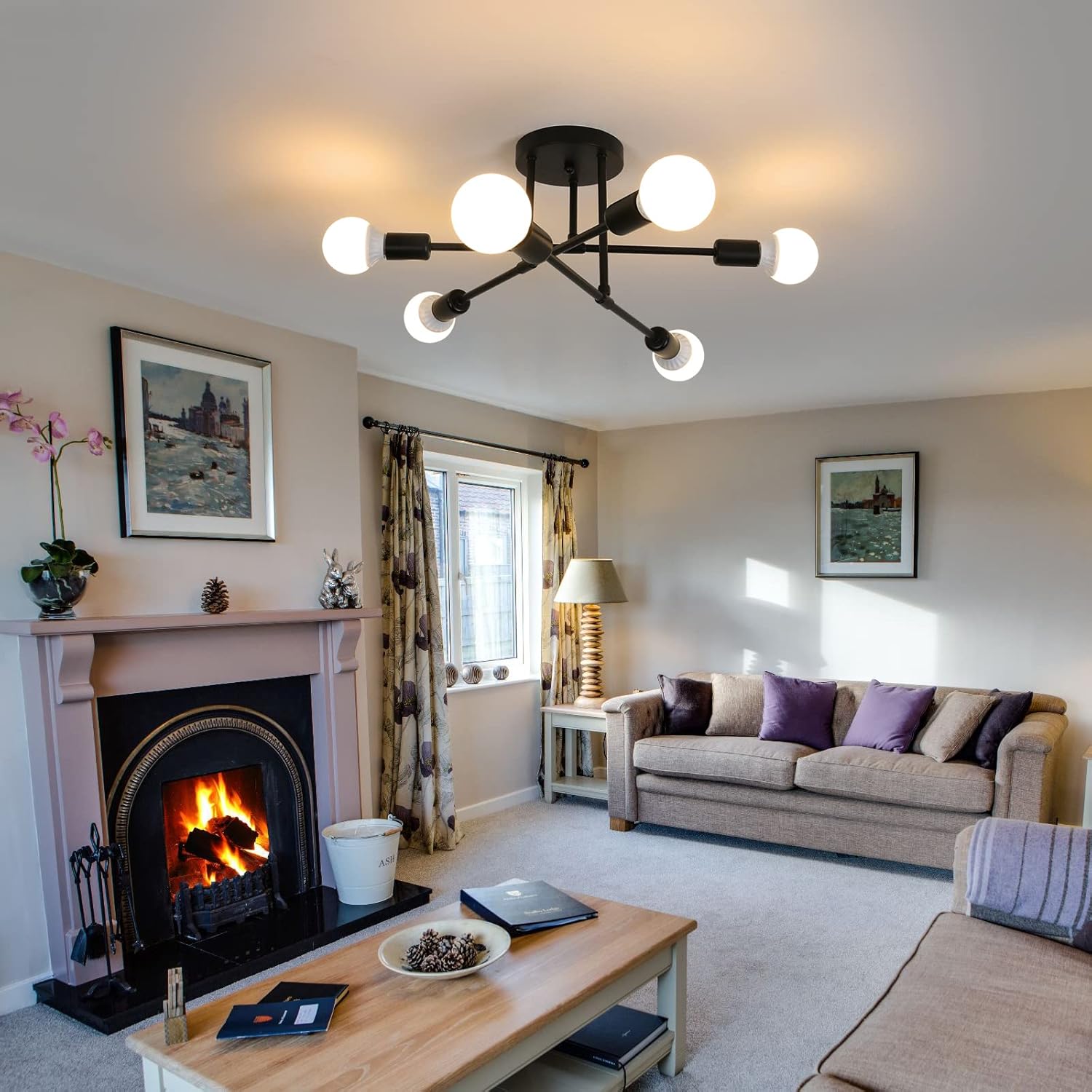 Ceiling Light - Black Metal Frame