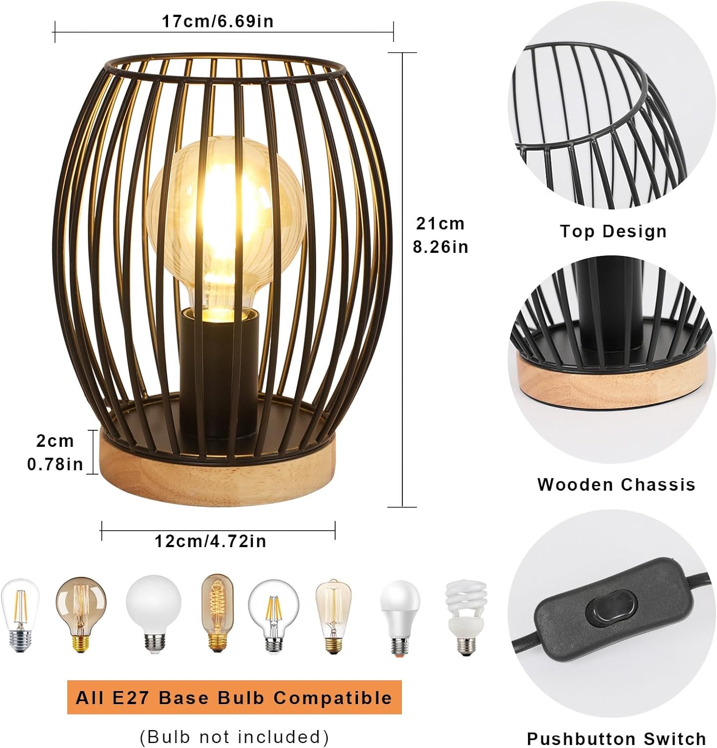Table Lamps - Black Metal Frame