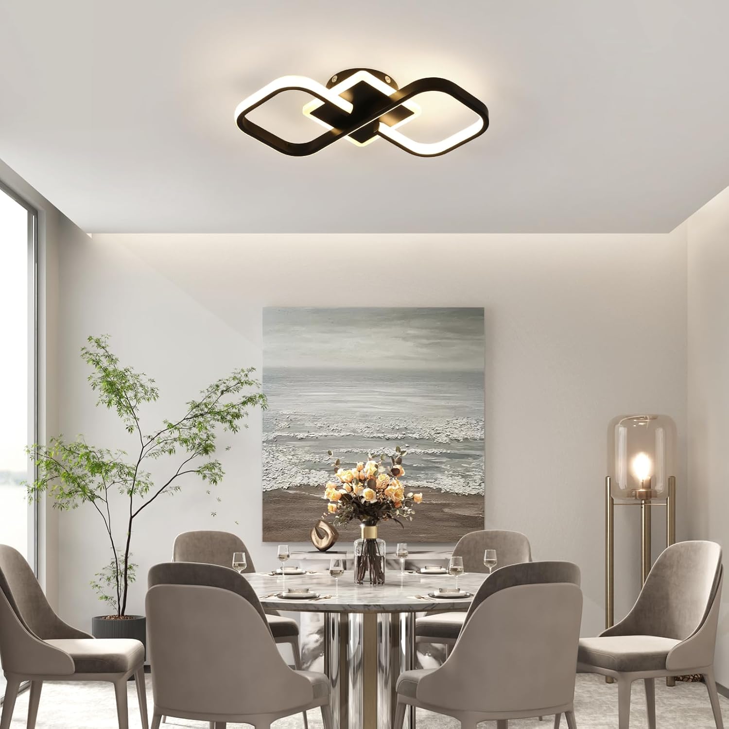 Ceiling Light - Black Acrylic Frame, Tunable and Dimmable