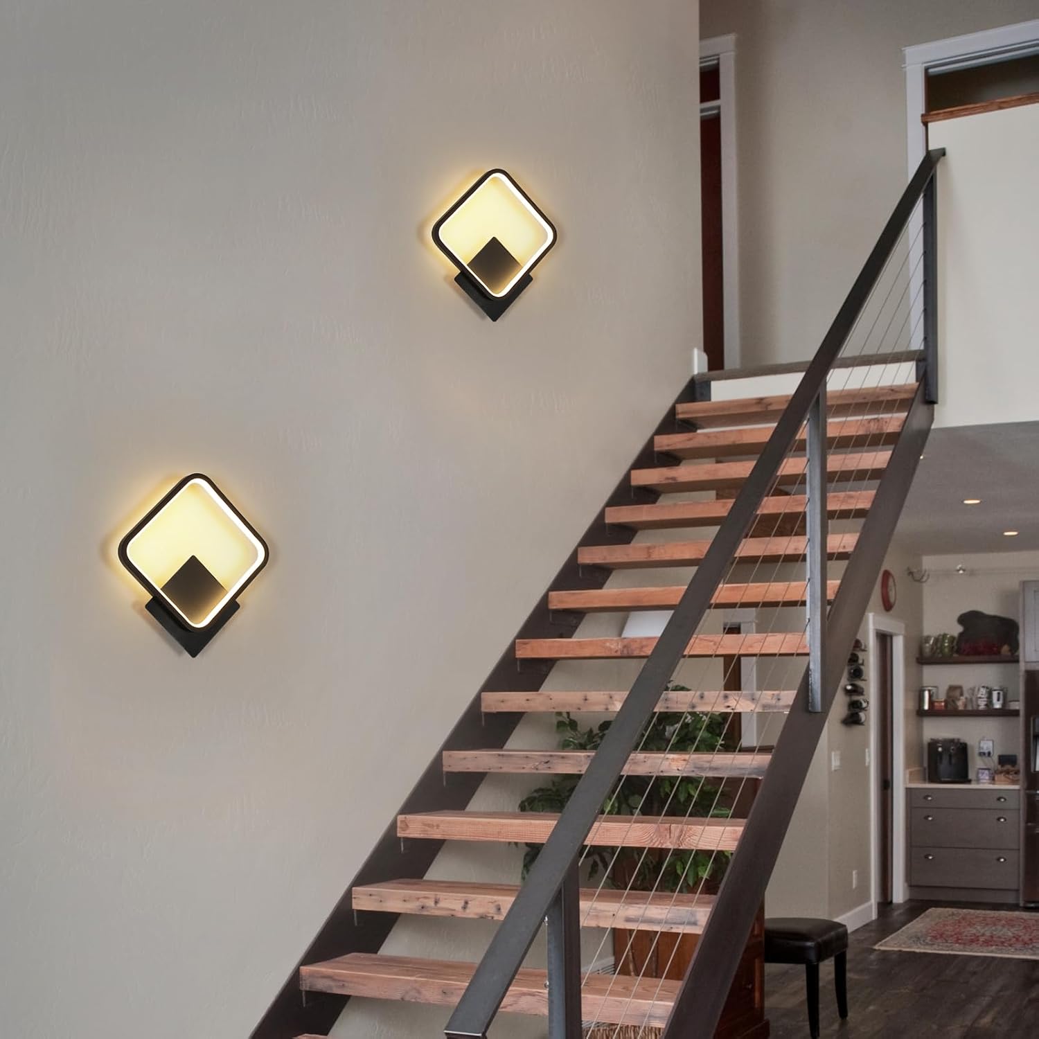 Wall Light - Black Aluminium Frame, Warm Light