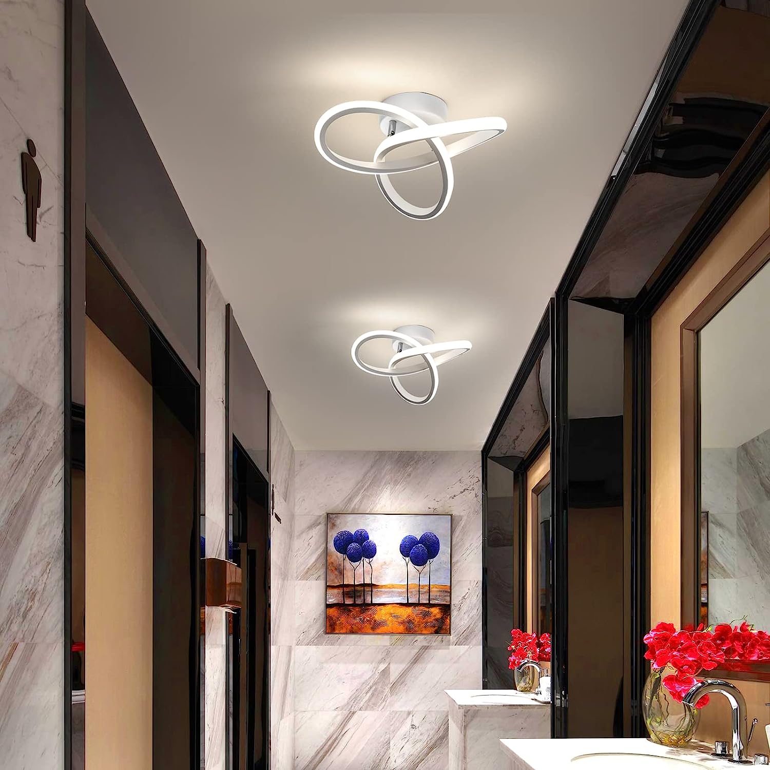 Ceiling Light - White Aluminium Frame, Natural Light