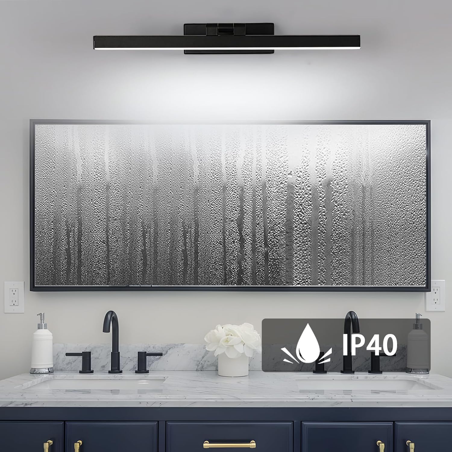 Wall Light - Black Metal Frame, White Light