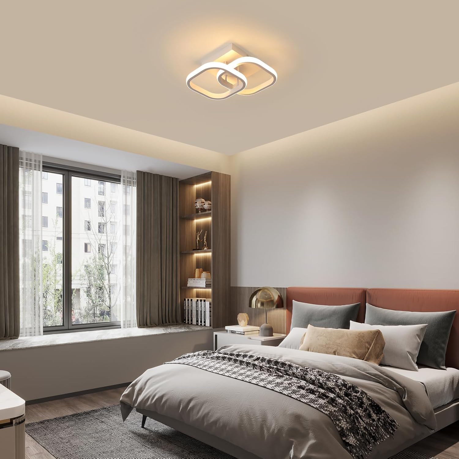 Ceiling Light - White Aluminium Frame, Warm Light