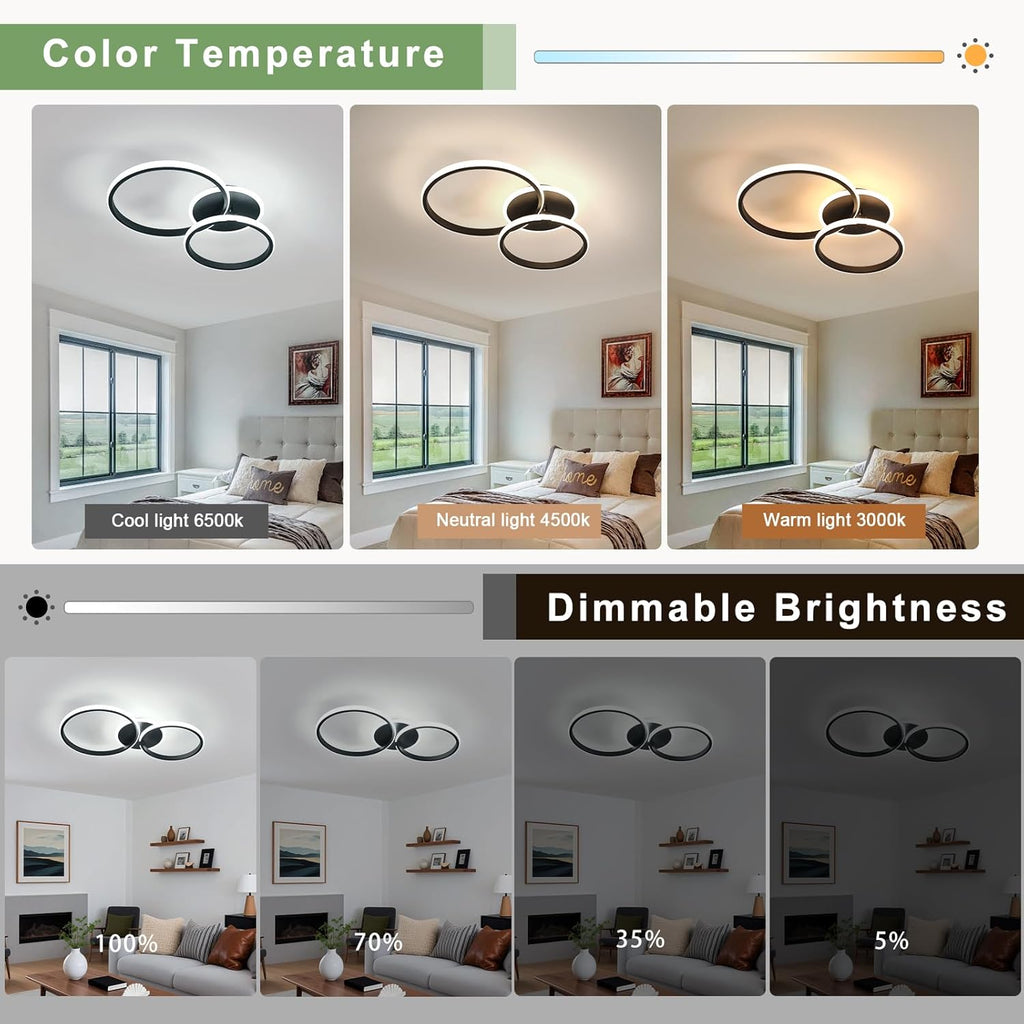 Ceiling Light - Black Acrylic Frame, Tunable and Dimmable