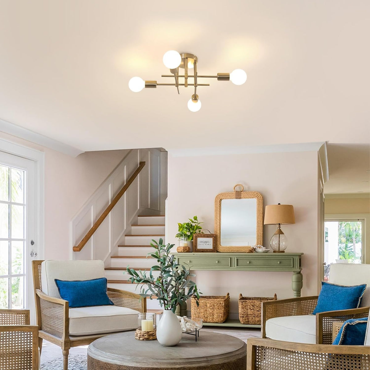 Ceiling Light - Gold Bronze Metal Frame