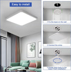 Ceiling Light - White Plastic Frame, White Light