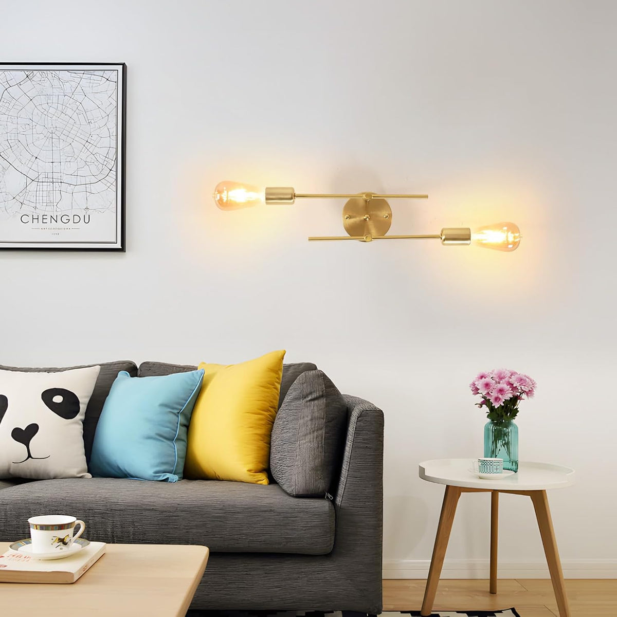 Ceiling Light - Gold Bronze Metal Frame