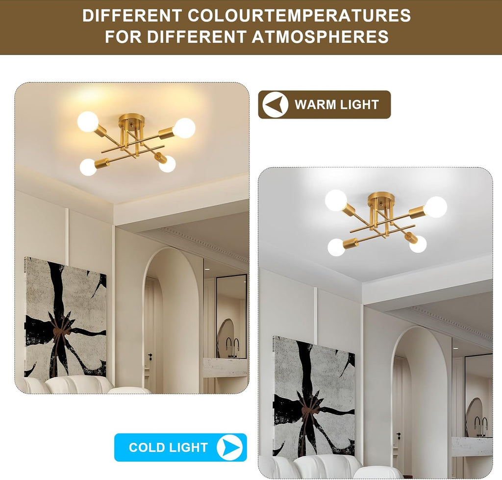 Ceiling Light - Gold Metal Frame