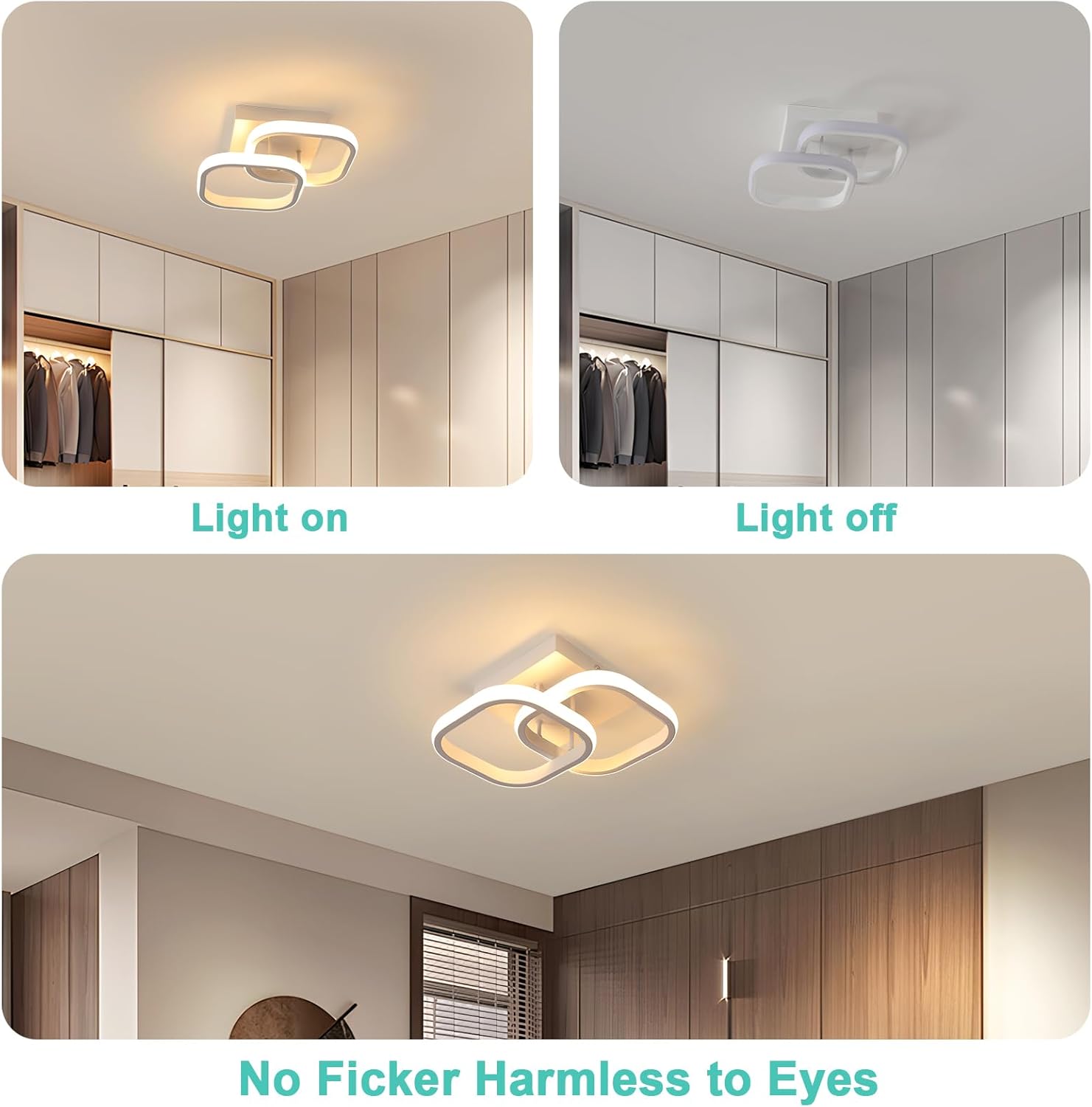 Ceiling Light - White Aluminium Frame, Warm Light