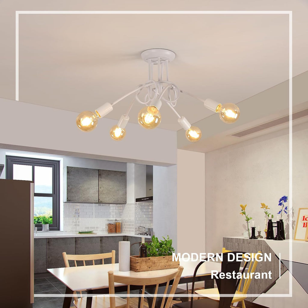 Ceiling Light - White Metal Frame