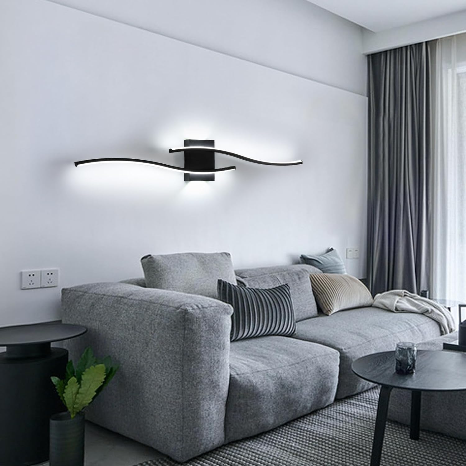 Wall Light - Black Aluminium Frame, White Light