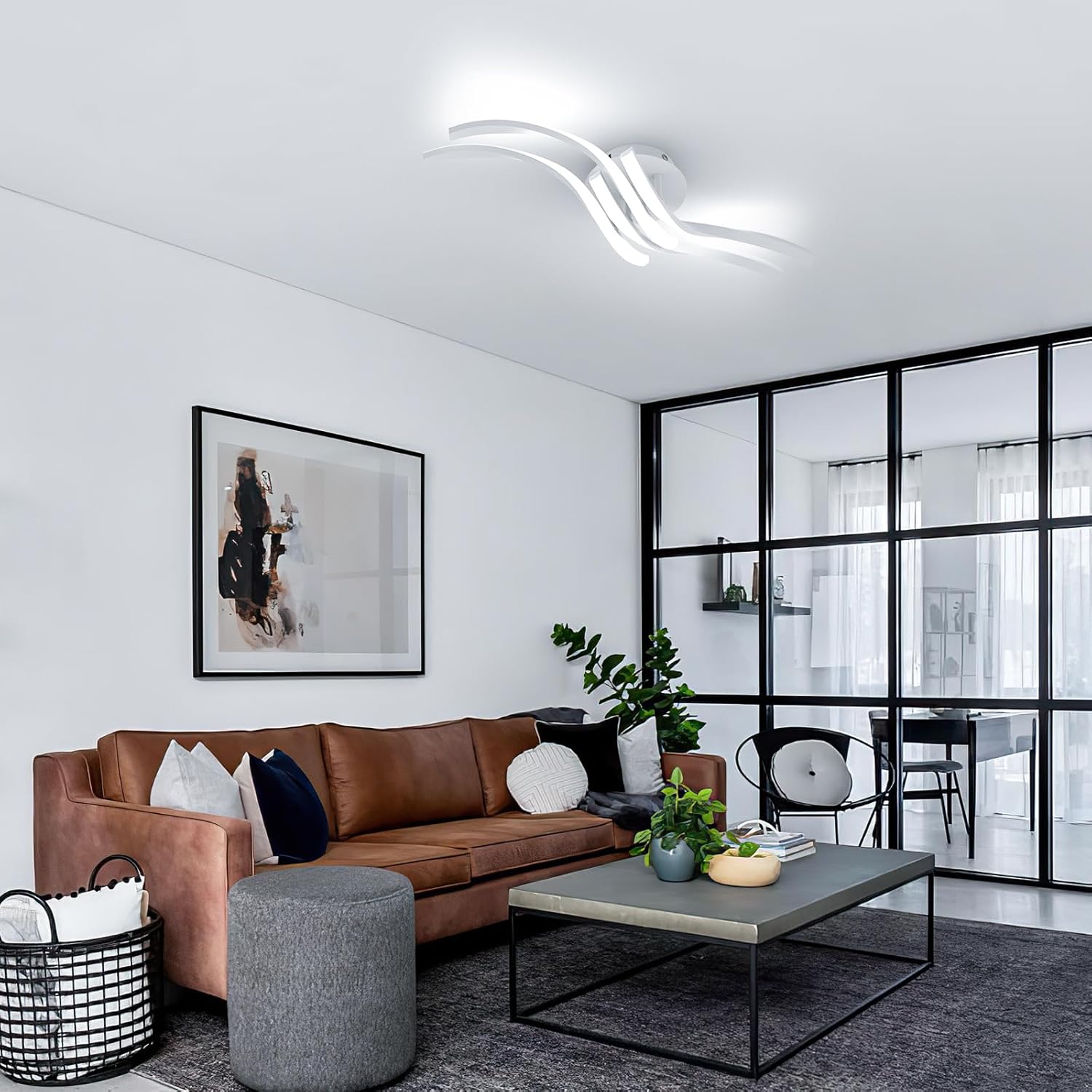 Plafoniera - Struttura in alluminio bianco, Luce bianca