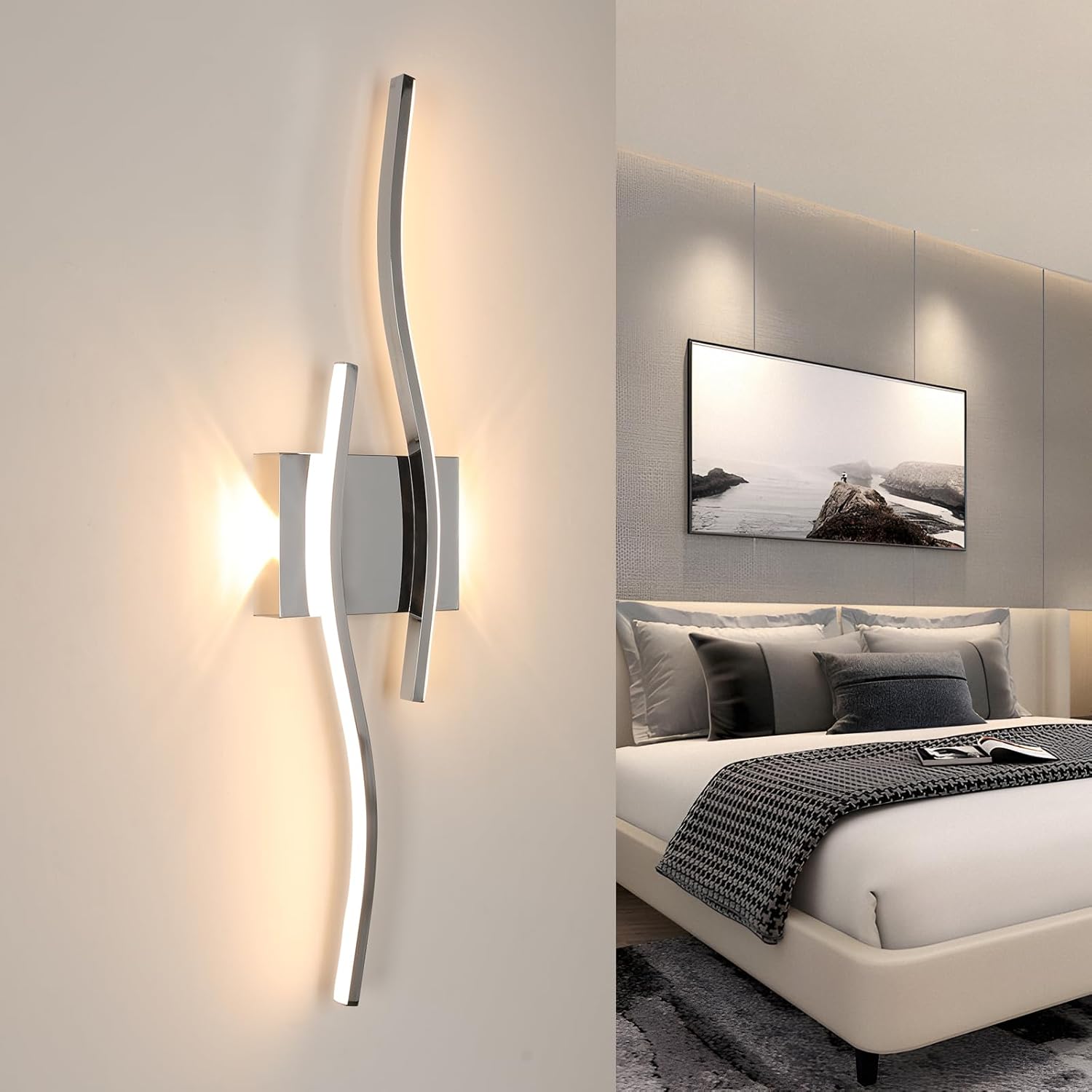 Wall Light - Black Aluminium Frame, White Light