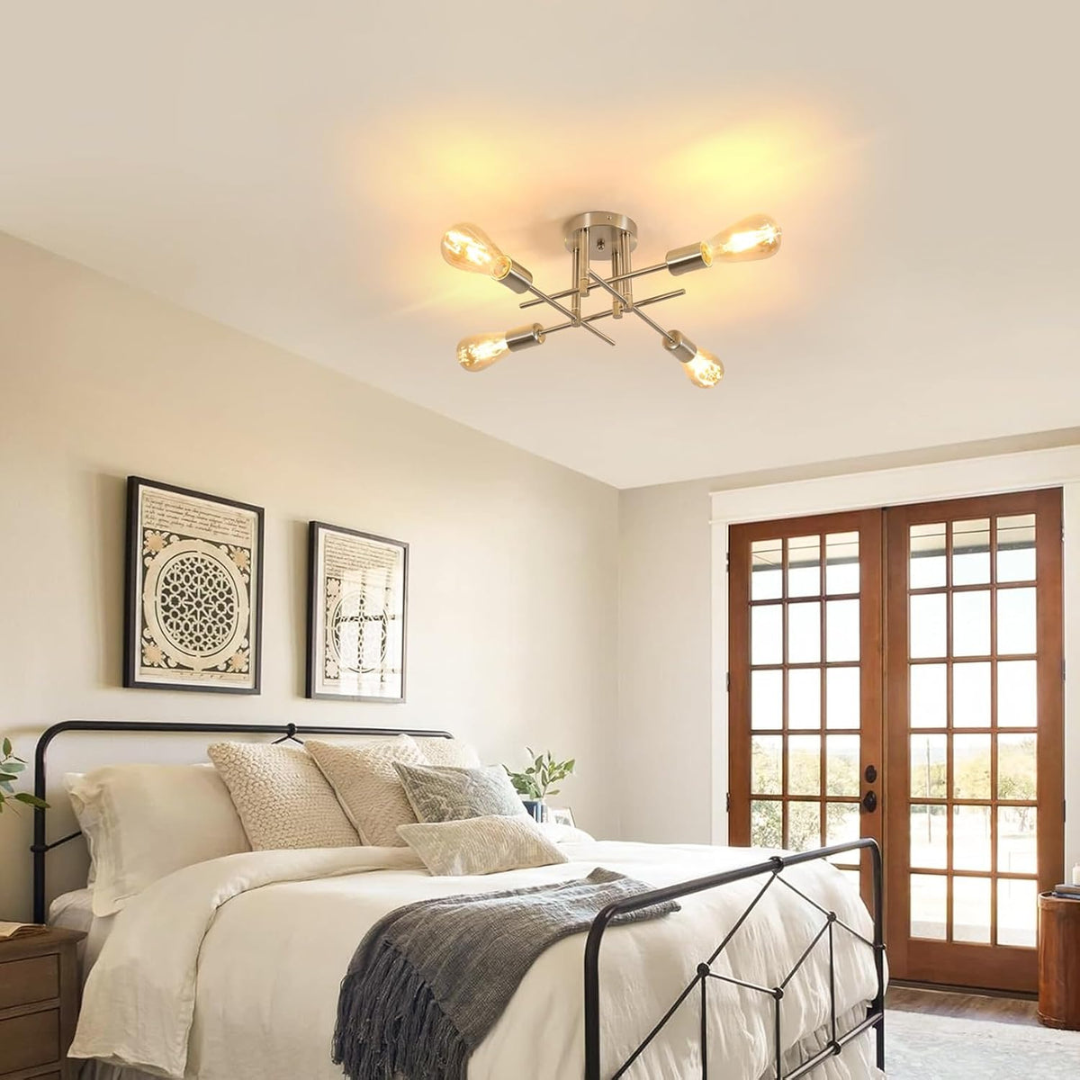 Ceiling Light - Gold Bronze Metal Frame