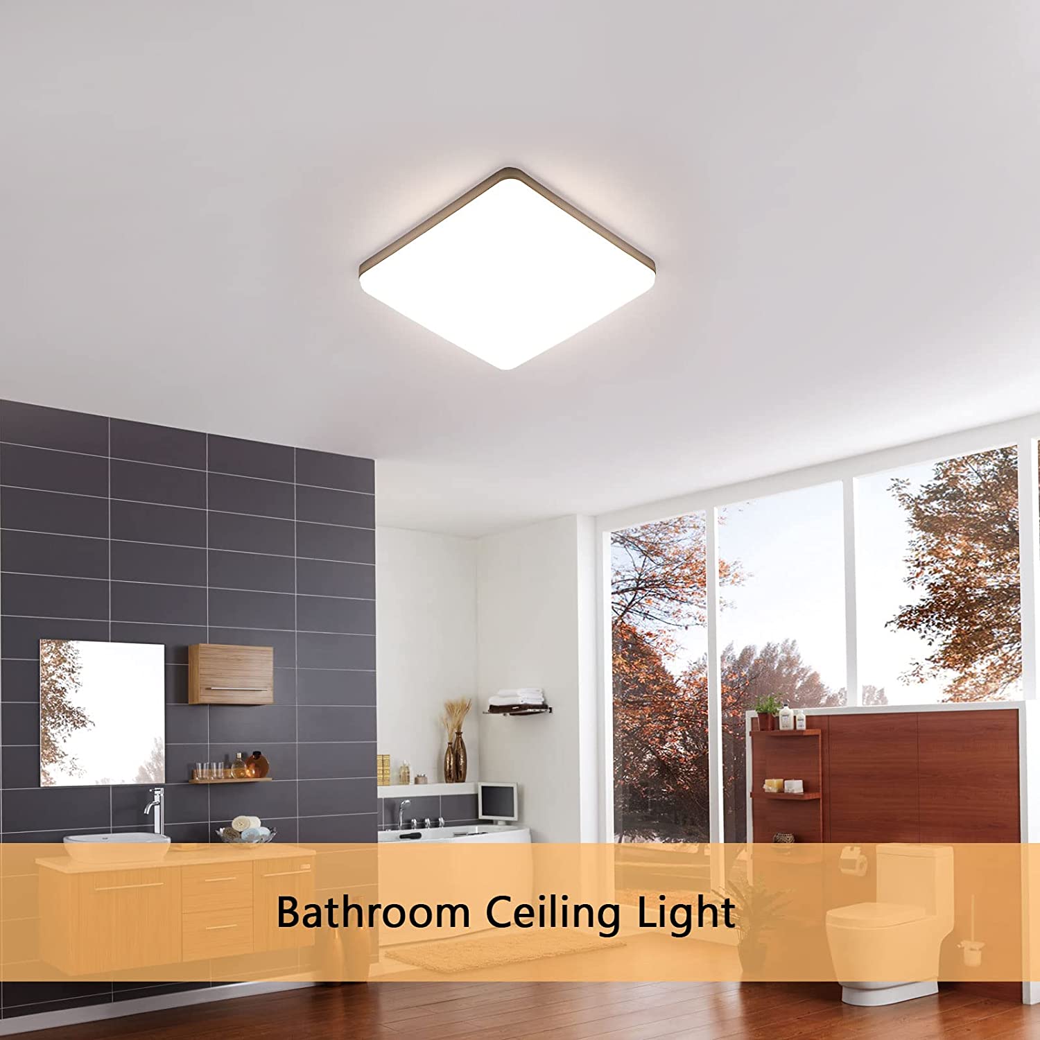 Ceiling Light - White Plastic Frame, Natural Light